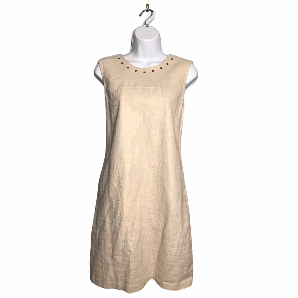 Cynthia Rowley Cream / Tan Linen Midi Dress